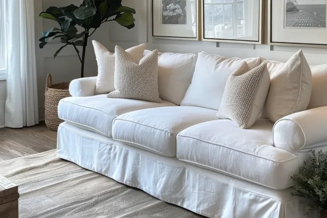beige slipcover couch