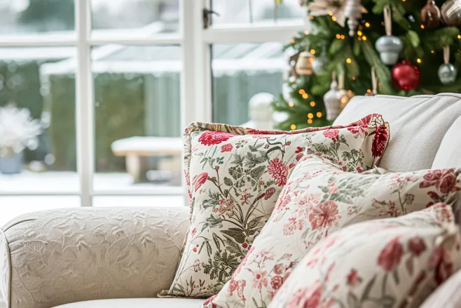 seasonal decorating with slipcovers and throw pillows
